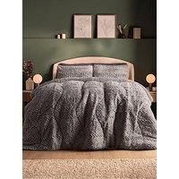 Silentnight Soft Teddy Coverless 10.5 Tog Duvet with Matching Pillowcase Grey King Duvet Cover + 2 Standard Pillowcases