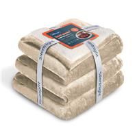 Silentnight Heat Genie Self Heating Giant Blanket - Cosy Warm Sherpa Fleece Throw with Unique Foil Layer to Retain Heat - Extra Large Reversible for Sofa Couch Bed Camping - 180x240cm, Natural