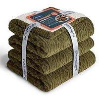 Silentnight Heat Genie Self Heating Giant Blanket - Cosy Warm Sherpa Fleece Throw with Unique Foil Layer to Retain Heat - Extra Large Reversible for Sofa Couch Bed Camping - 180x240cm, Green