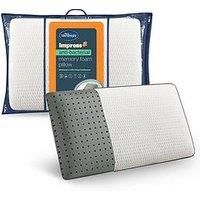Silentnight Impress Anti Bacterial Memory Foam Pillow - Comfortable Pressure Relief - Charcoal Infused Foam - Breathable Temperature Regulation - Hypoallergenic and Machine Washable Removable Cover