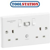 RCD Switched Socket White 2 Gang 13A 30mA