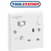 RCD Switched Socket White 1 Gang 13A 30mA
