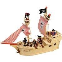 Tidlo Wooden Paragon Pirate Ship Playset, Cream
