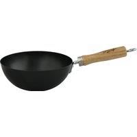 Dexam 12108508 Non Stick Carbon Steel Wok with Wood handle 20cm/8-inch