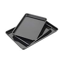 Performance, Set 3 Baking Trays, Professional Gauge Carbon Steel with Whitford Eclipse Non-Stick Coating, Cooking and Roasting, One 34.5 x 24.4cm Tray, Two 25 x 18cm Trays
