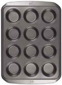 Tala 12 Cup Muffin Pan- Non Stick Baking Tray - Even Heat Distribution Oven Tin for Muffins, Cupcakes, Jam Tarts & Mince Pies - Carbon Steel, Wide Flat Handles, Dishwasher & Freezer Safe - 20cm, Grey