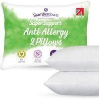 Slumberdown Anti-Allergy Super Support Pillows - 2 Pack Dust-mite Resistant Firm Bed Pillow Neck Back Shoulder Pain Relief Side Sleeper - Anti Bacterial, Comfortable, UK Standard Size (48cm x 74cm)