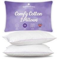 Slumberdown Comfy Cotton Pillows 2 Pack - Hotel Quality Bouncy Firm Support Side Sleeper Bed Pillow for Neck Back & Shoulder Pain Relief - Luxury Piped Edge, Made in the UK, Hypoallergenic (48 x 74cm)