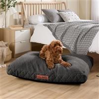 Slumberdown Sherpa Dog Bed Small Washable - Raised Anti Anxiety Calming Cat/Puppy Bed, Dog Crate Mattress for Small Pets, Kids & Adults - Anti Slip Human Dog Beds, Soft Removable Cover, Light Grey