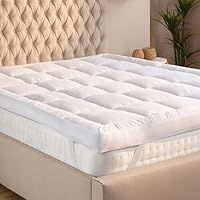Slumberdown 10cm Mattress Topper Super Kingsize Bed - Extra Deep Hotel Quality Soft & Comfy Box Stitched Microfibre Super King Mattress Topper - Easy Fit Straps, Hypoallergenic, Washable (180 x 200cm)