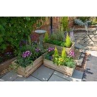 Forest Garden 3 Sizes Pressure Treated Wooden Durham Rectangular Planter (Set of 3)