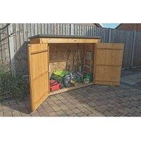 Forest Plus Dip Treated Large Overlap Pent Outdoor Store/Bike Shed, Natural, L10 x W4 x H9 Inches, 2000 Litre