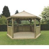 Forest Garden Hexagonal Gazebo (W)4.9m (D)4.24m with Floor included  Assembly not required