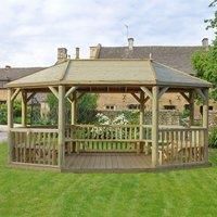 20'x15' (6x4.7m) Premium Wooden Garden Gazebo with Timber Roof  Seats up to 27 people