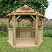 10'x9' (3x2.7m) Luxury Wooden Garden Gazebo with Thatched Roof  Seats up to 10 people