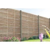 Forest Garden Contemporary Double Slatted Fence Panel - 6ft x 6ft