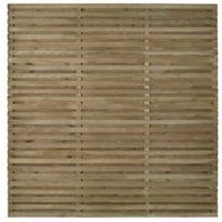 Contemporary Double slatted Fence panel (W)1.8m (H)1.8m Pack of 5