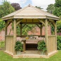 12'x10' (3.6x3.1m) Luxury Wooden Furnished Garden Gazebo with Traditional Timber Roof  Seats up to 10 people