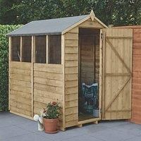 Forest Garden 6X4 Apex Pressure Treated Overlap Wooden Shed With Floor Natural Timber