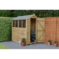 Forest Garden 6X4 Apex Pressure Treated Overlap Wooden Shed With Floor Natural Timber