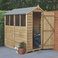 6x4 Overlap Pressure Treated Apex Wooden Garden Shed with 4 Windows - 6ft x 4ft