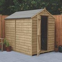 Forest Garden 7X5 Apex Pressure Treated Overlap Wooden Shed With Floor - Assembly Service Included Natural Timber