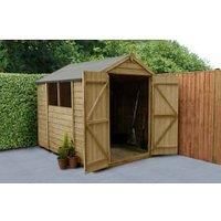 Forest Garden Overlap Pressure Treated 8x6 Apex Shed - Double Door