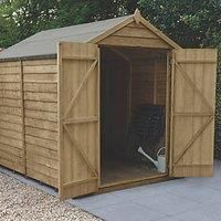 Forest Garden 8X6 Apex Pressure Treated Overlap Wooden Shed With Floor  Assembly Service Included Natural Timber