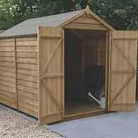 Forest Garden 8X6 Apex Pressure Treated Overlap Wooden Shed With Floor (Base Included) - Assembly Service Included