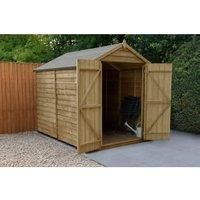 Forest Garden 8X6 Apex Pressure Treated Overlap Wooden Shed With Floor (Base Included) - Assembly Service Included