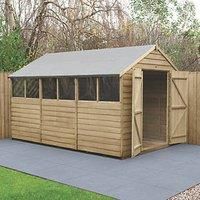 Forest Garden 12 x 8ft Large Double Door Overlap Apex Pressure Treated Shed