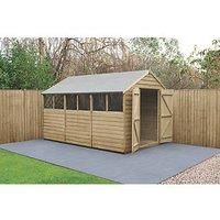 12x8 Overlap Pressure Treated Apex Double Door Wooden Shed - Installation Option