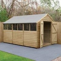 12x8 Overlap Pressure Treated Apex Double Door Wooden Shed - Installation Option