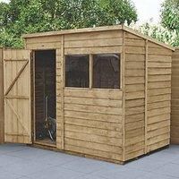 Forest Garden 7X5 Pent Pressure Treated Overlap Wooden Shed With Floor - Assembly Service Included Natural Timber