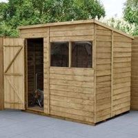 Forest Garden 7X5 Pent Pressure Treated Overlap Wooden Shed With Floor - Assembly Service Included Natural Timber