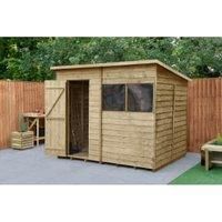 Forest Garden 8x6 Pent Overlap Wooden Shed (Base included)