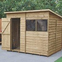 Forest Garden 8x6 Pent Overlap Wooden Shed (Base included)  Assembly service included