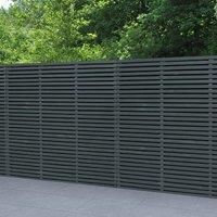 Contemporary Double Slatted Fence Panel, Anthracite Grey, 6 x 6 feet (1.8 x 1.8 m)