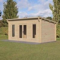 Forest Elmley 5.0m x 3.0m Log Cabin Double Glazed 24kg Polyester Felt, Plus Underlay