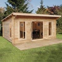 Forest Mendip 5.0m x 4.0m Log Cabin Double Glazed, 24kg Polyester Felt, No Underlay