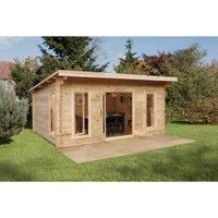 Forest Mendip 5.0m x 4.0m Log Cabin Double Glazed, 24kg Polyester Felt, Plus Underlay