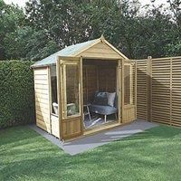 Forest Garden Oakley 7X5 Apex Overlap Solid Wood Summer House With Double Door - Assembly Service Included