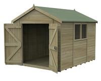 10' x 8' Forest Timberdale 25yr Guarantee Tongue & Groove Pressure Treated Double Door Apex Shed (3.06m x 2.52m)