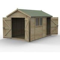 12' x 8' Forest Timberdale 25yr Guarantee Tongue & Groove Pressure Treated Double Door Combination Apex Shed (3.65m x 2.52m)