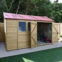 12' x 8' Forest Timberdale 25yr Guarantee Tongue & Groove Pressure Treated Double Door Reverse Apex Shed (3.65m x 2.52m)