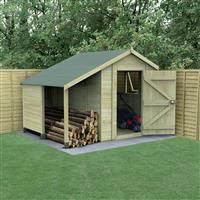 8' x 6' Forest Timberdale 25yr Guarantee Tongue & Groove Pressure Treated Apex Shed with Logstore (2.5m x 1.83m)