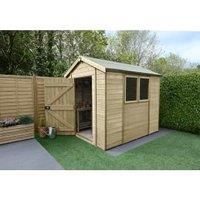 Forest Garden Timberdale 8X6 Apex Pressure Treated Tongue & Groove Solid Wood Shed With Floor (Base Included)