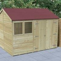 10x8 Timberdale Tongue & Groove Pressure Treated Double Door Reverse Apex Shed