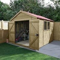 Forest Garden Timberdale 10X8 Ft Apex Tongue & Groove Wooden Shed With Floor (Base Included) - Assembly Service Included