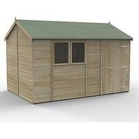 Forest Garden Timberdale 12X8 Reverse Apex Pressure Treated Tongue & Groove Solid Wood Shed With Floor (Base Included)